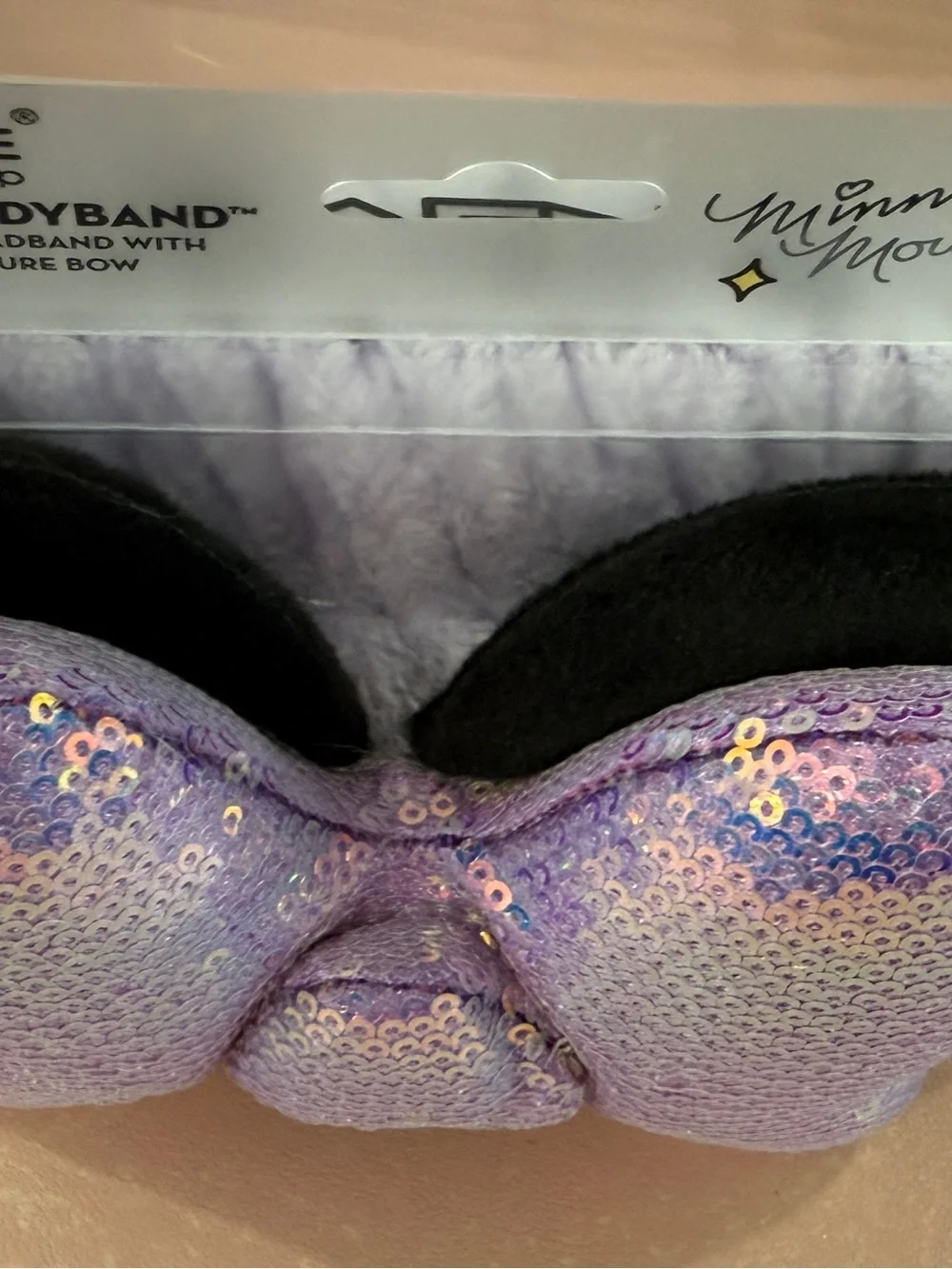 NWT The Crème Shop x Disney Minnie Mouse 3D Spa Headband Iridescent Sequin Bow